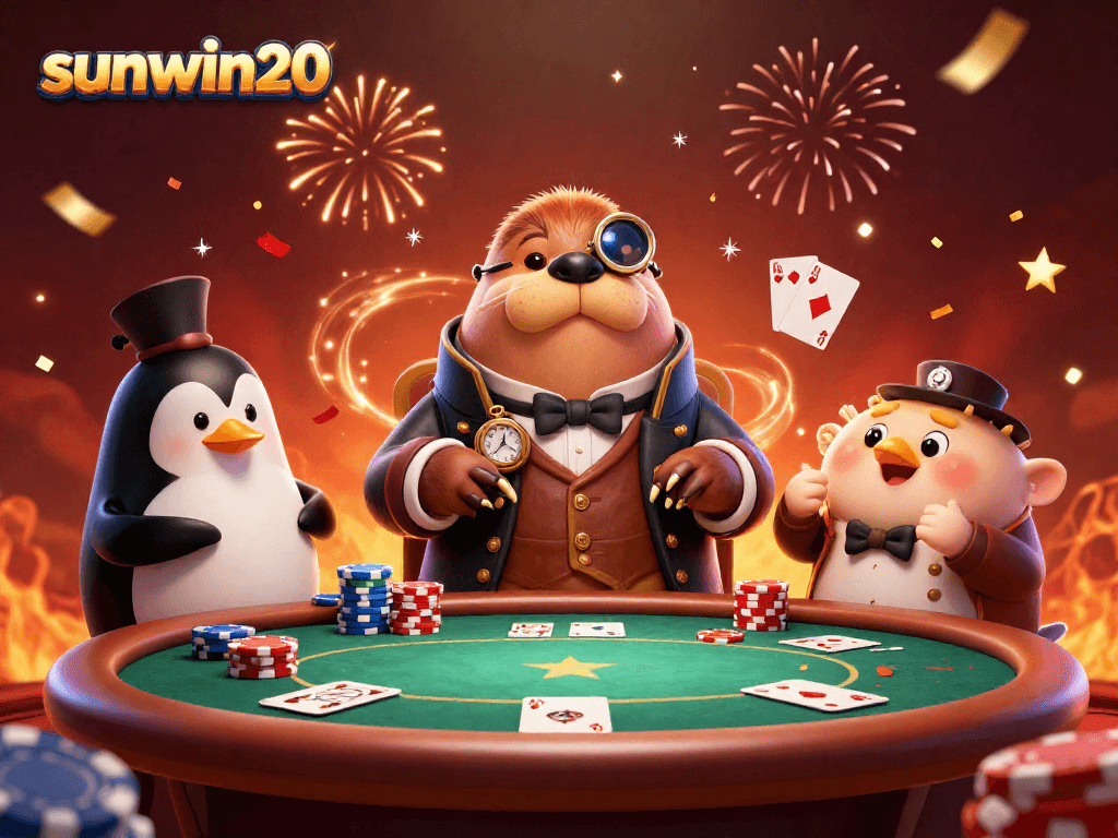Experience excitement with sunwin20 at a lively underwater poker game featuring whimsical animals.