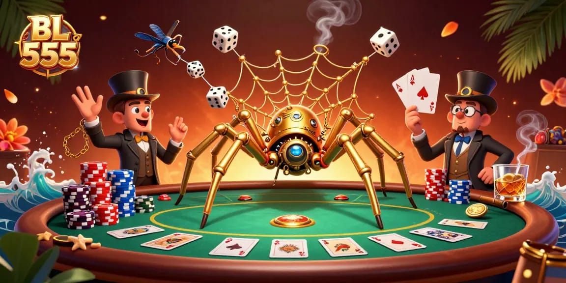 Engage in thrilling gameplay at BL 555 with a vibrant steampunk Casino illustration.