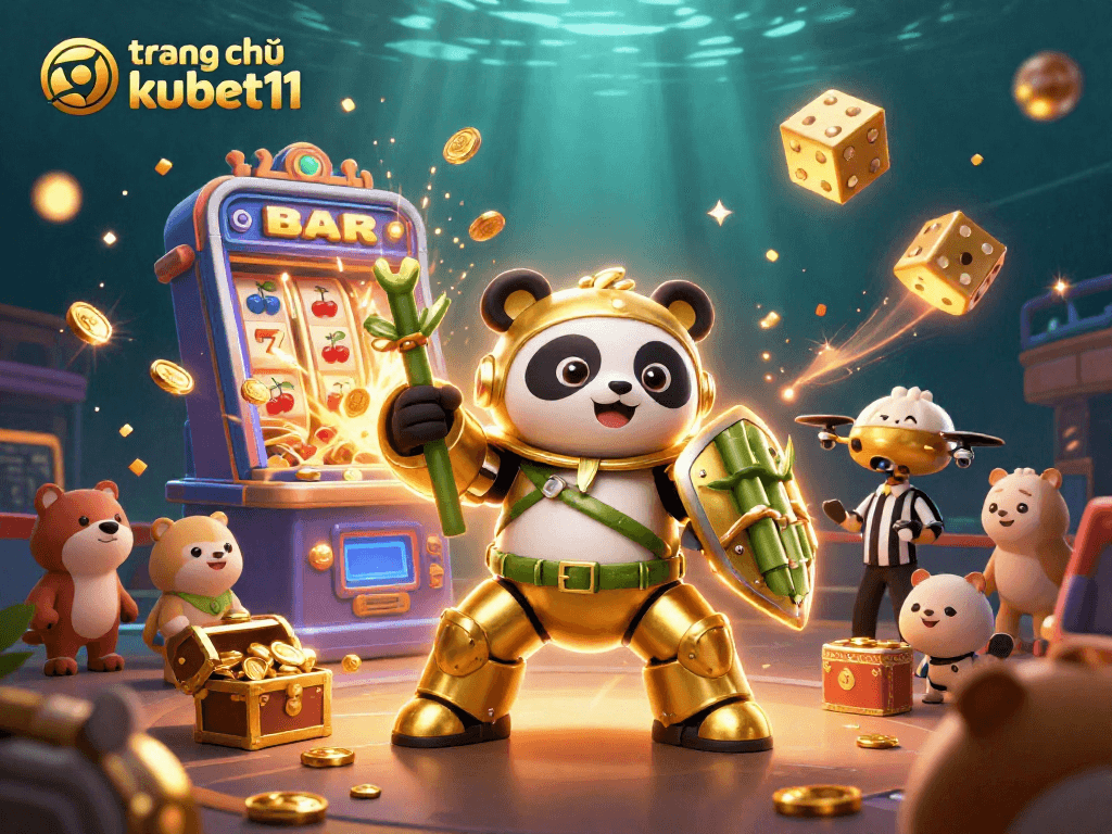 Experience thrilling wins at trang chủ kubet11 with a vibrant 3D casino scene filled with slot machines and exciting game elements.