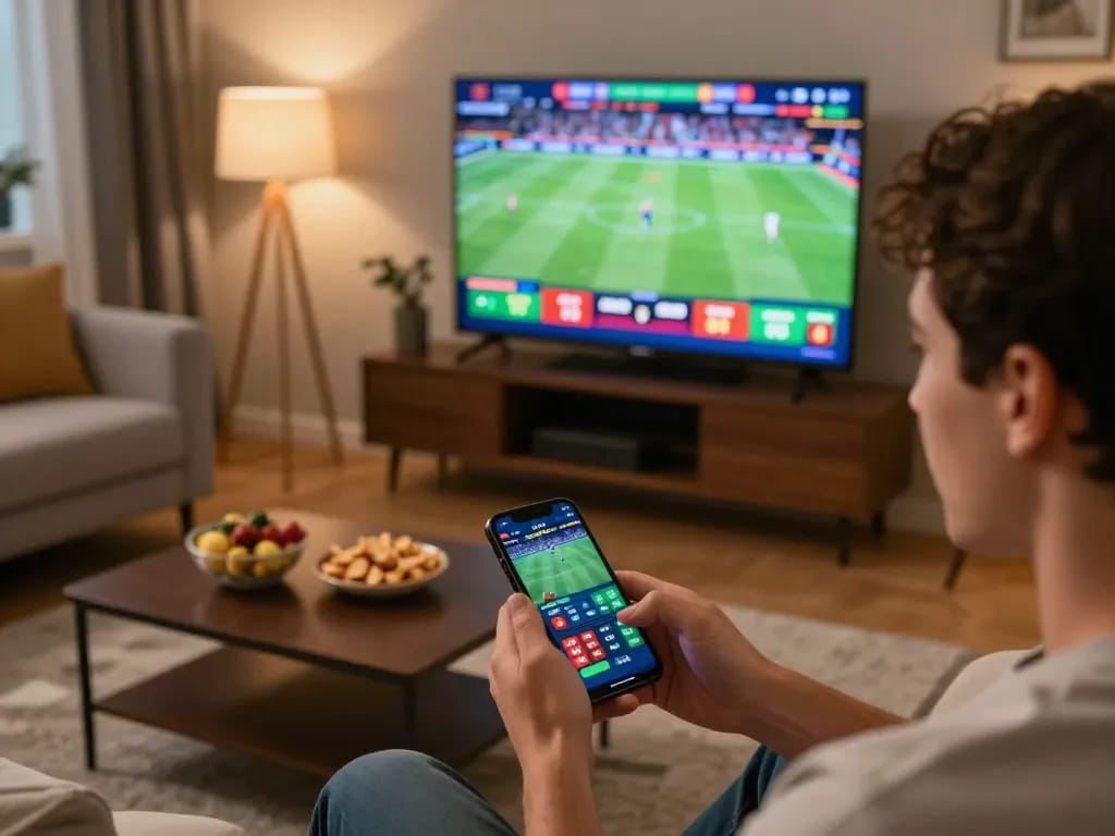 88clb player passionately placing bets during live sports event in a modern home setting.