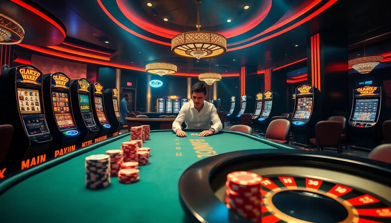 Experience the excitement of nhà cái mm88 with a captivating casino scene featuring a professional poker dealer.