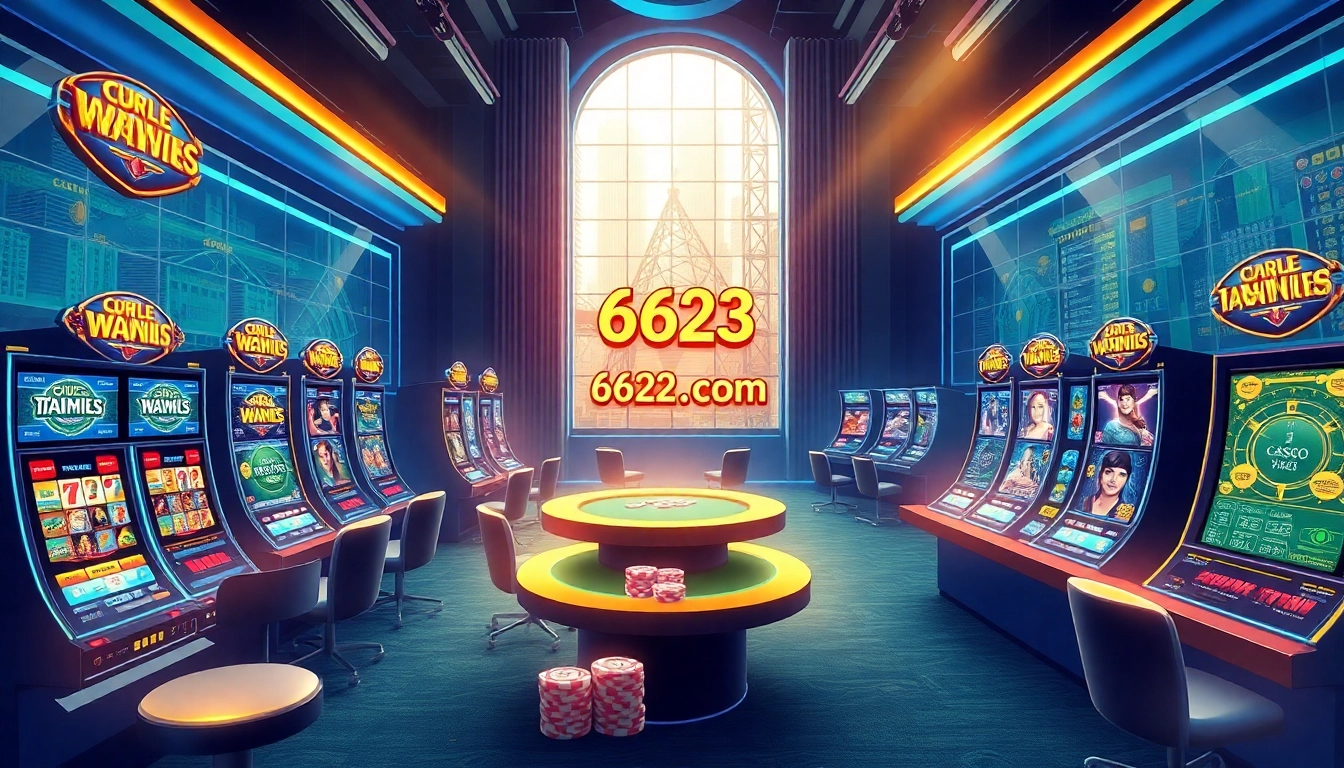 Experience the thrilling world of 6623 com with a vibrant online casino scene featuring dynamic games and a luxurious interface.