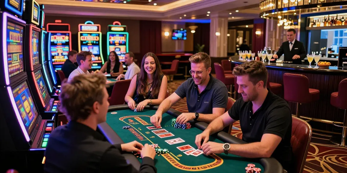 Engaging scene at credit card casinos UK, showing players enjoying games with excitement and vibrant atmosphere.