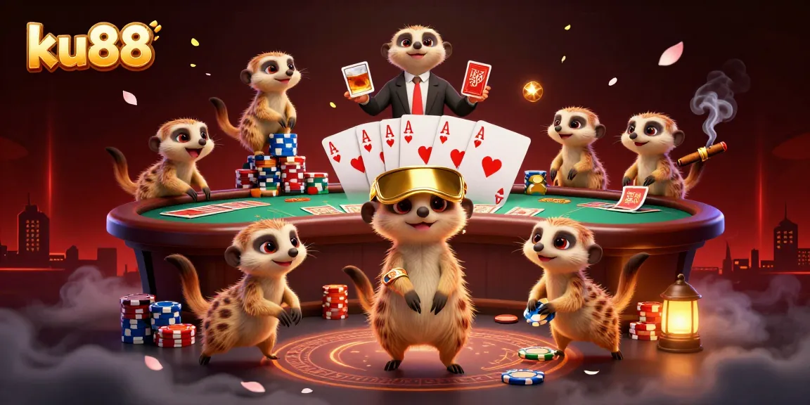 ku88 meerkats running a vibrant casino, showcasing dynamic gameplay and rich visuals