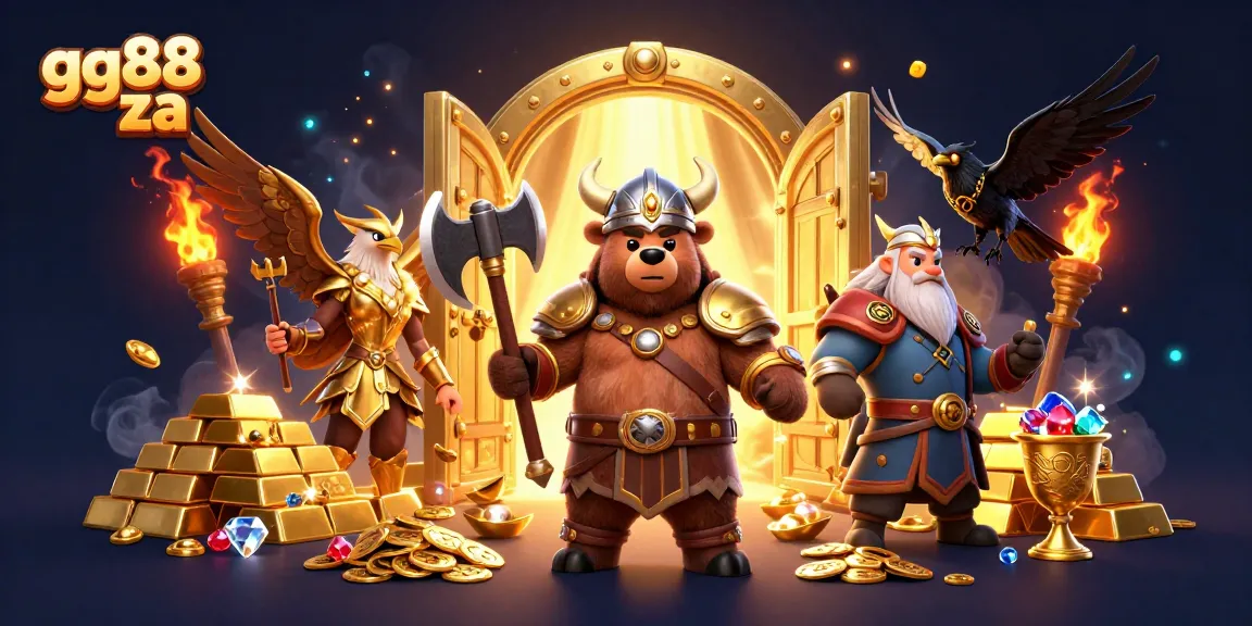 Engage in thrilling slots action at gg88 za with vibrant gold bars, jewels, and dynamic gaming elements.