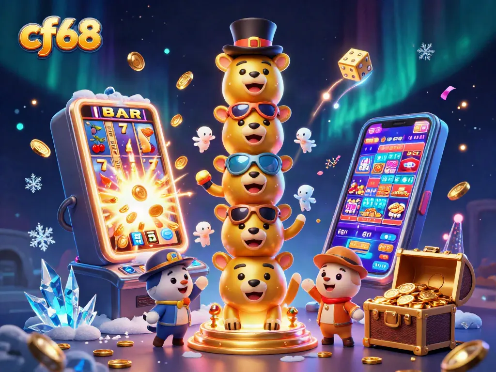Win big with cf68's thrilling slot games amidst vibrant casino elements.