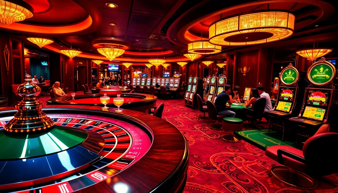 Exciting gameplay at TRANG CHỦ VIN88 with vibrant casino elements, dynamic bettors, and poker chips.