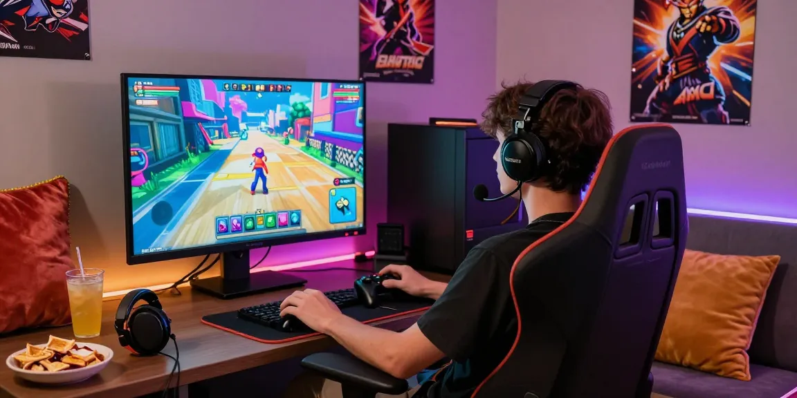 Engaging gaming lounge with vibrant hentaigame experience, modern setup and immersive atmosphere.