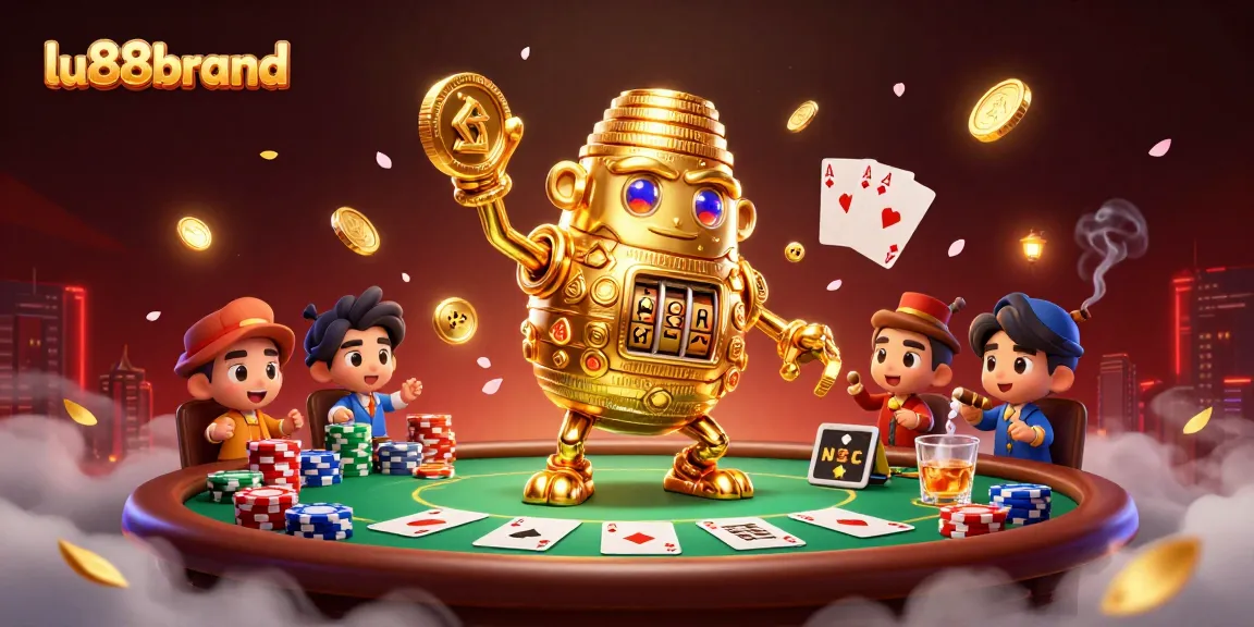 lu88brand offers thrilling gaming experiences with a vibrant casino atmosphere featuring a lucky golden golem.