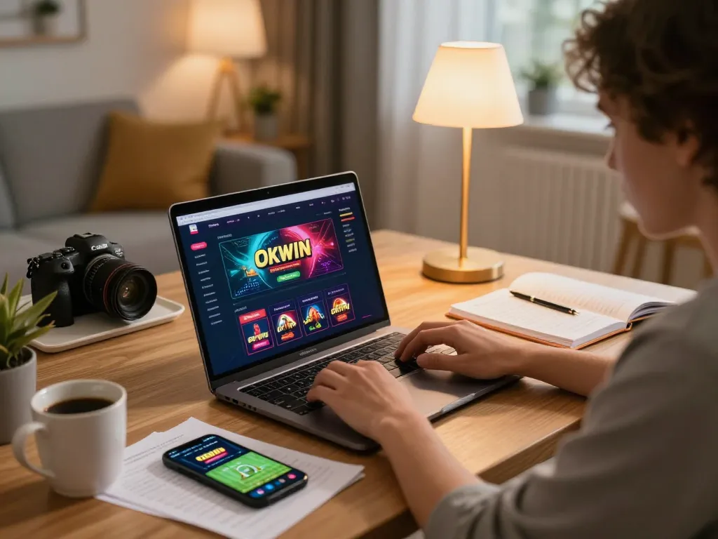 Engaging in online casino gaming on trang chủ okwin with a strategic approach, warm vibes of home