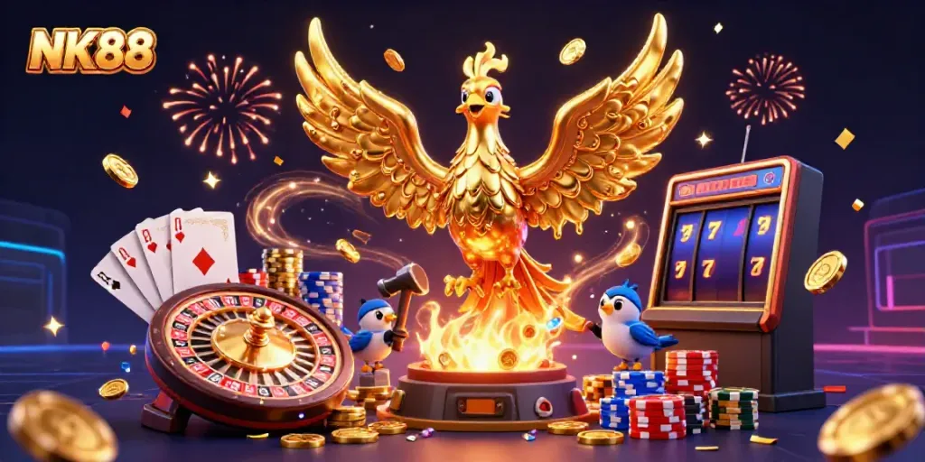 Engage with the thrilling NK88 experience featuring dynamic gaming elements and vibrant casino energy.