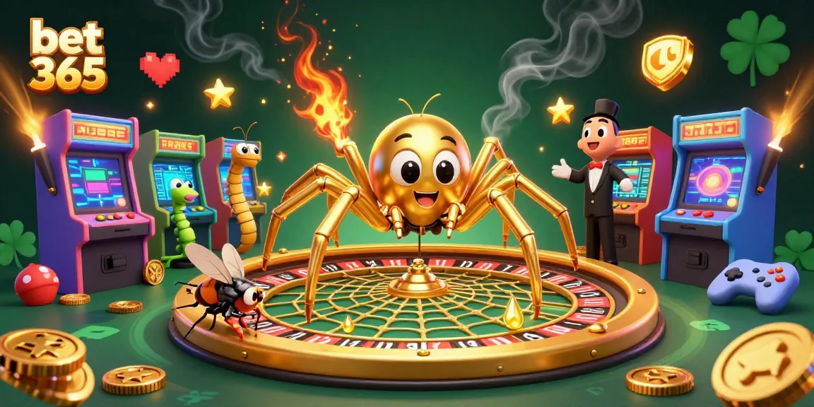 Engage in betting action with Bet 365 in a vibrant 3D casino scene filled with animated characters.