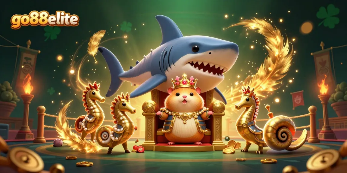 Engaging scene with go88elite characters in a vibrant gambling arena showcasing casino elements.