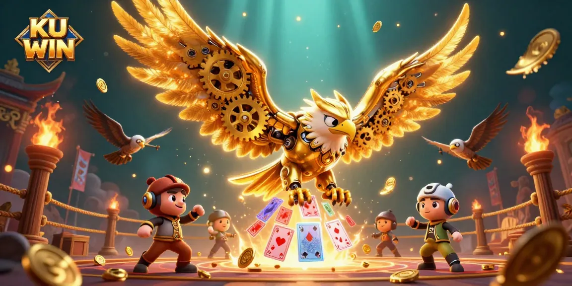 Experience thrilling gameplay with KU WIN's dynamic casino adventures featuring a golden eagle and vibrant elements.