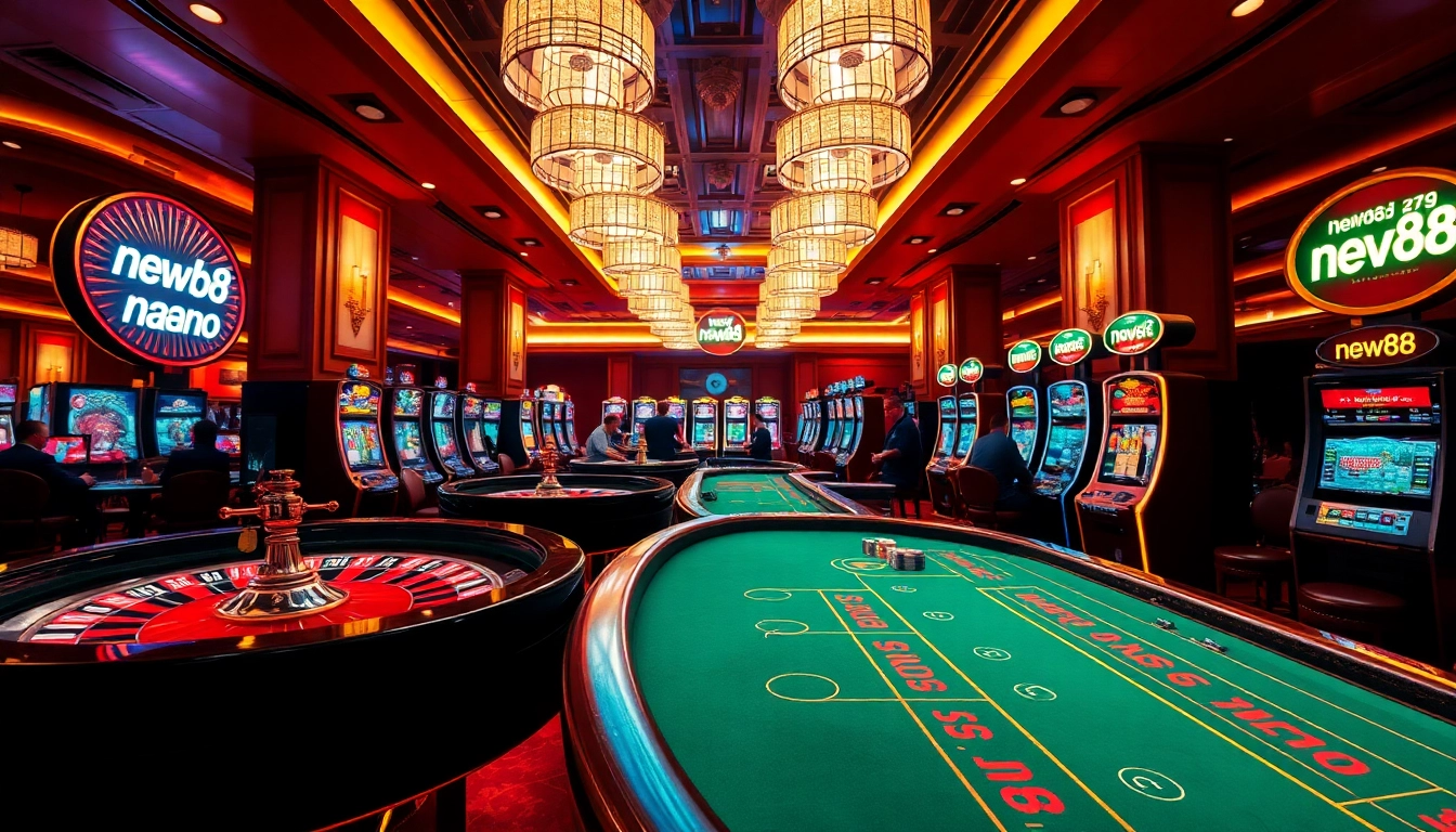 Players enjoying intense gaming moments at new88's luxurious casino tables.