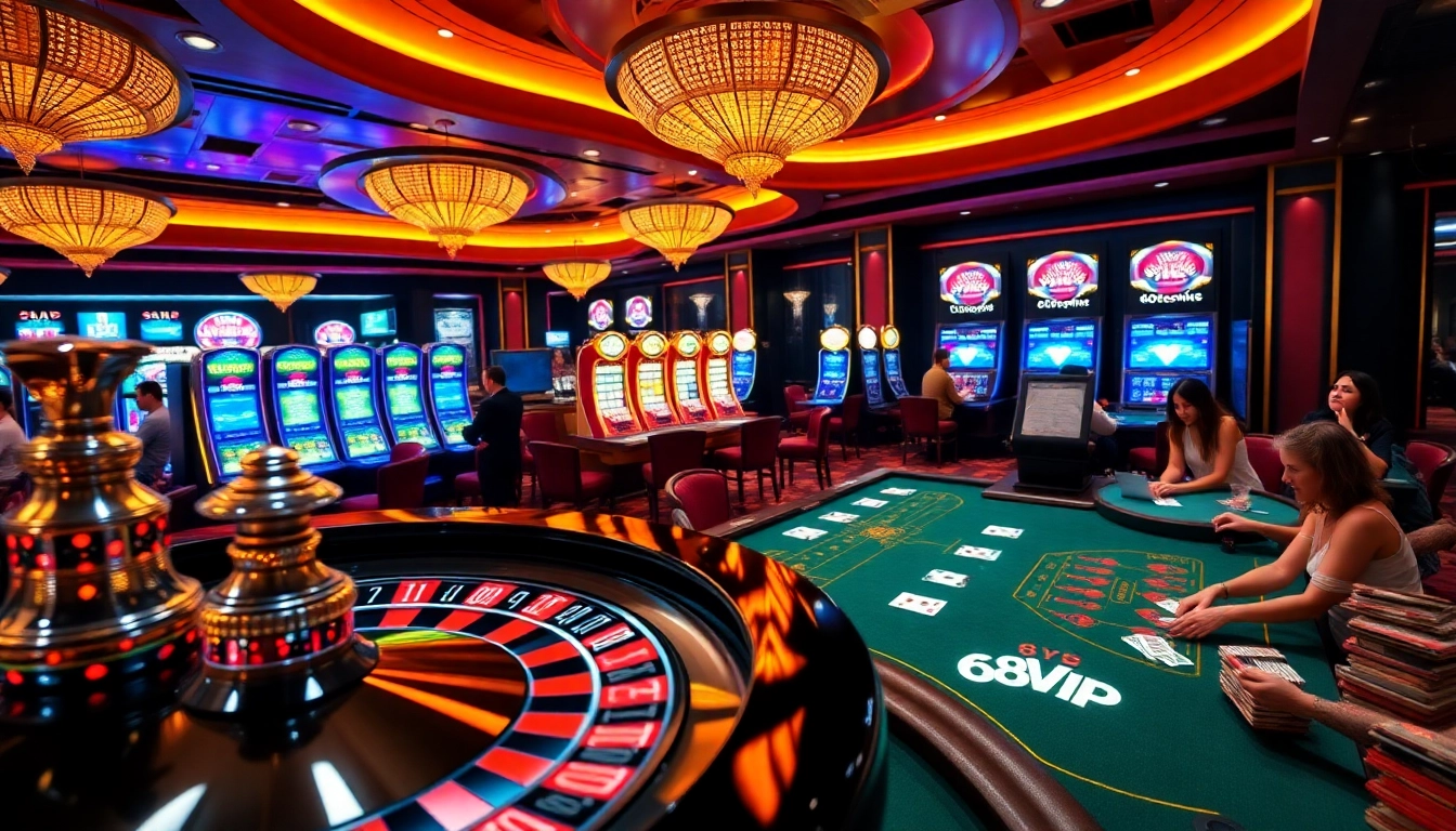 Players enjoying a thrilling roulette game at 68VIP's luxurious casino.