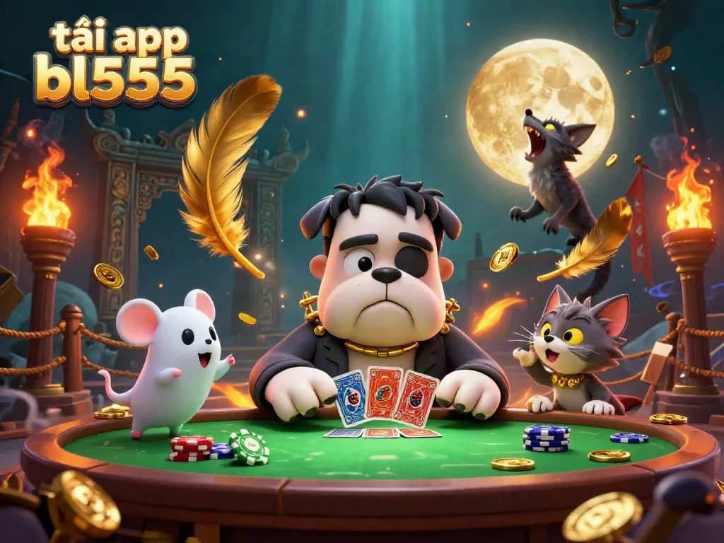 Experience the thrill as you tải app bl555 at a spooky casino table with unique characters.