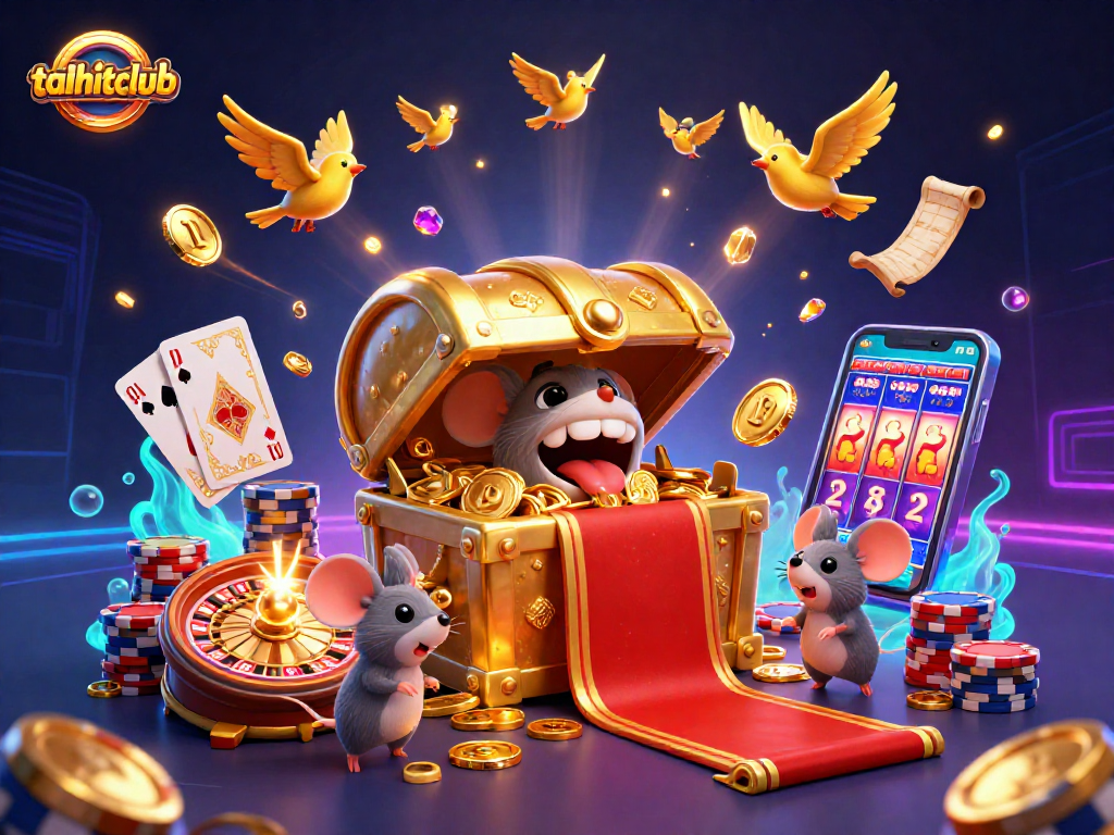 Experience the thrilling taihitclub slots with a vibrant 3D treasure scene filled with riches.