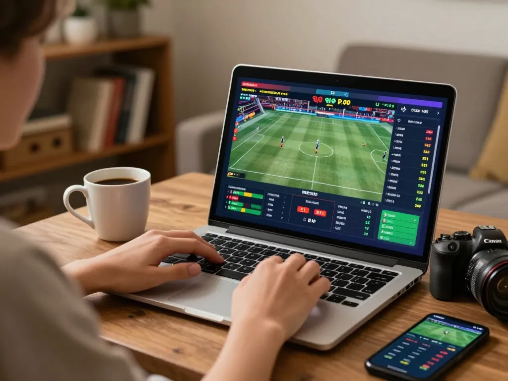 Engaging in sports betting at home via https://va88.now/, a person studies odds on their laptop.