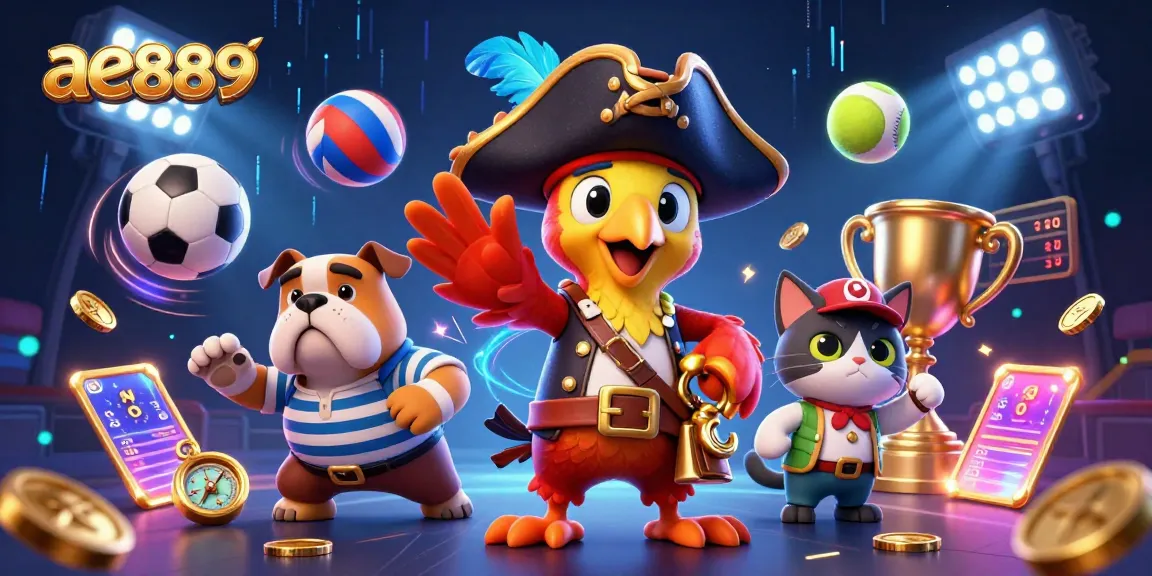 Join the adventure at ae889, where cartoon pirate characters command sports excitement in this vibrant illustration.