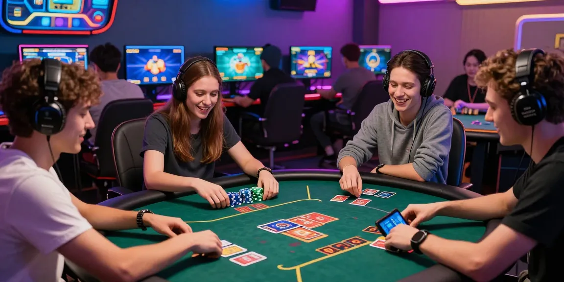 Engaging online gaming scene showcasing players at https://sv88m7.com, vibrant casino atmosphere with cards and chips.