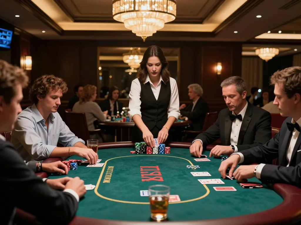 Kong88 players experiencing thrilling poker strategies at an upscale casino table.