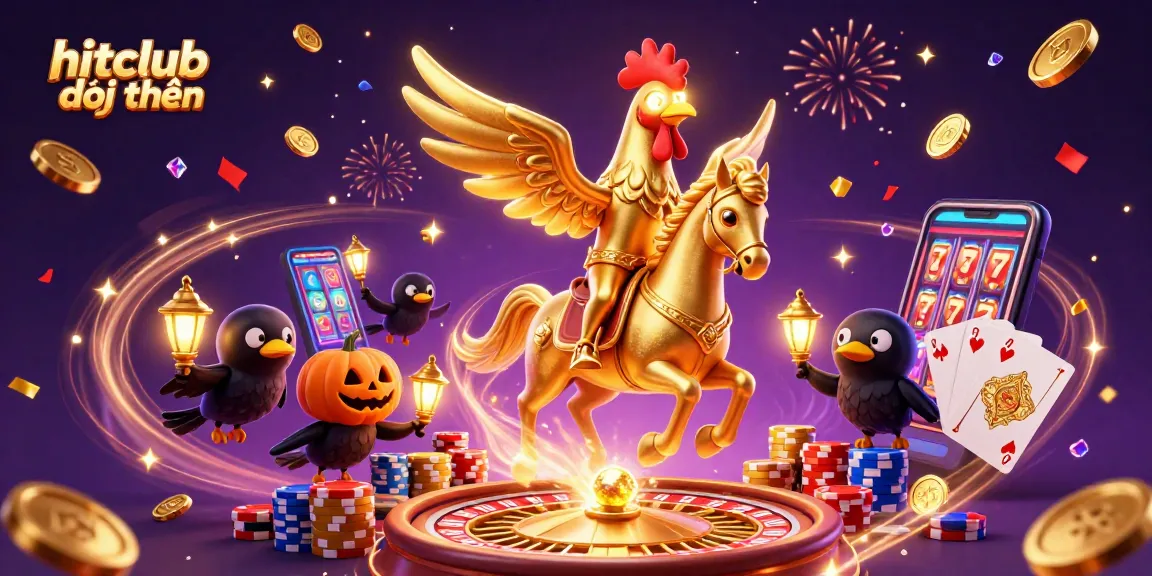 Engage with hitclub đổi thưởng in a vibrant casino scene featuring golden rooster characters.