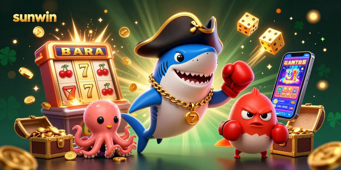 Spin and win at Sunwin with our vibrant casino game characters and exciting jackpot elements in a lively 3D scene.