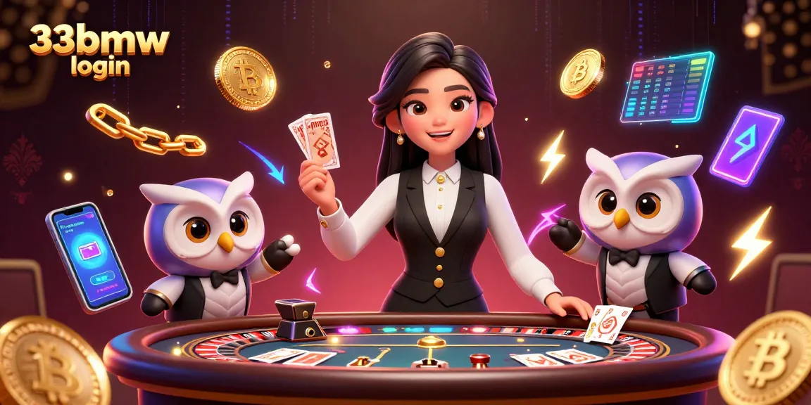 Engage with the 33bmw login experience featuring an Asian dealer and charming owl assistant.