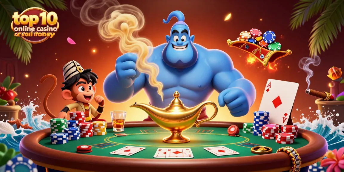 Engage with top 10 online casino Australia real money through vibrant 3D casino illustration featuring lively characters and games.