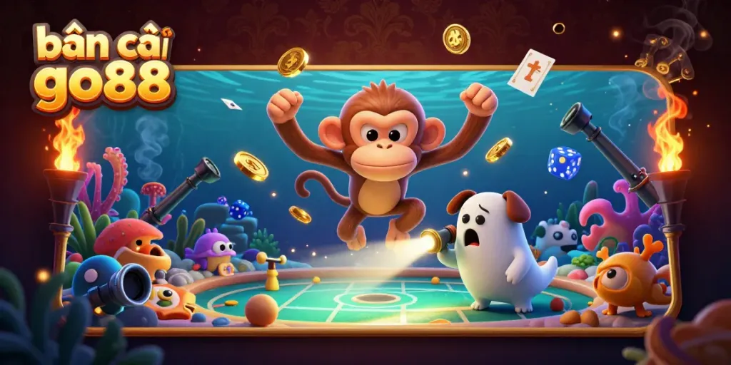 Experience exciting gameplay with bắn cá go88 in a dynamic underwater scene featuring colorful fish and treasures.
