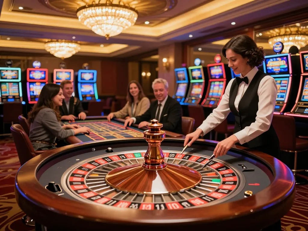 Experience the thrill of betting at the 7mz roulette table in a luxury casino.