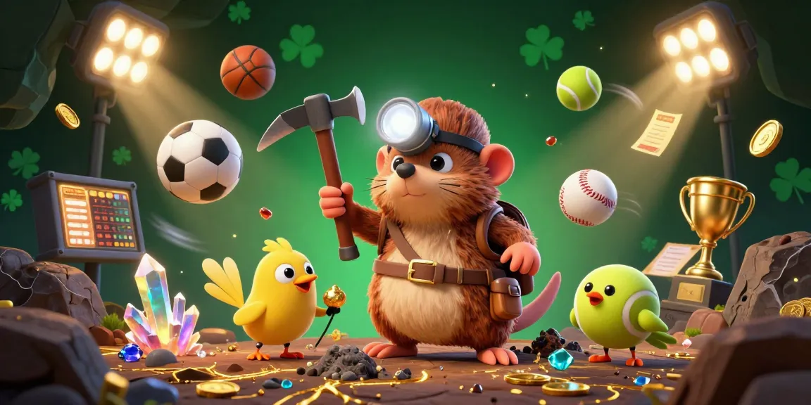 nn777 showcases a thrilling dynamic scene with a treasure hunter, sports elements, and shimmering gems.