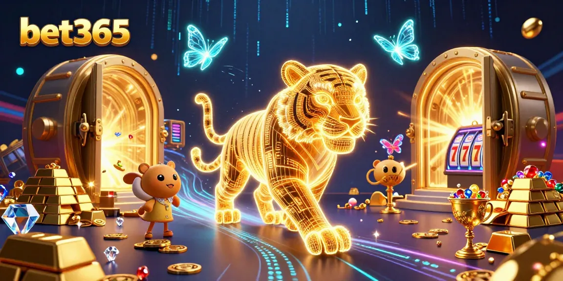 Experience the thrill of gaming with bet365 in this vibrant digital casino illustration featuring a golden tiger.