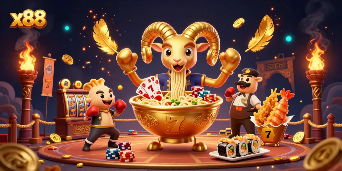 x88 players engage with a vibrant, fun-filled casino environment featuring lively slot elements and animated characters.