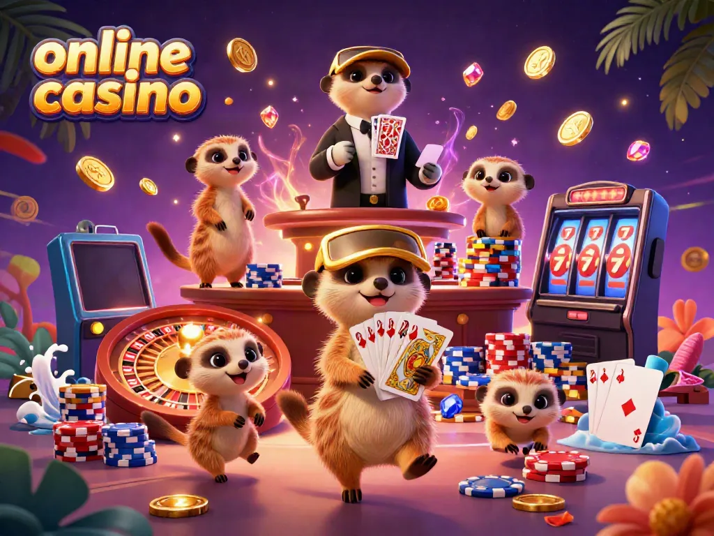 Engage with the exhilarating world of an online casino featuring adorable meerkats in action.