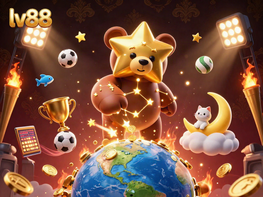 Engage in thrilling sports action with lv88 while coins rain down in this vibrant casino scene.