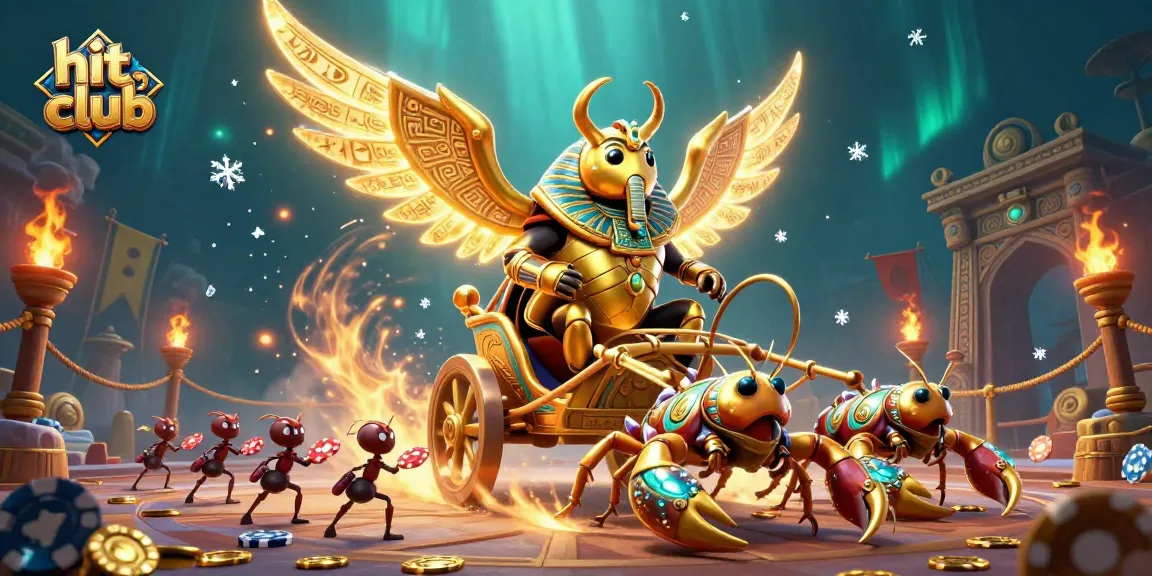 Experience the hit club with a thrilling golden scarab and poker chip battle