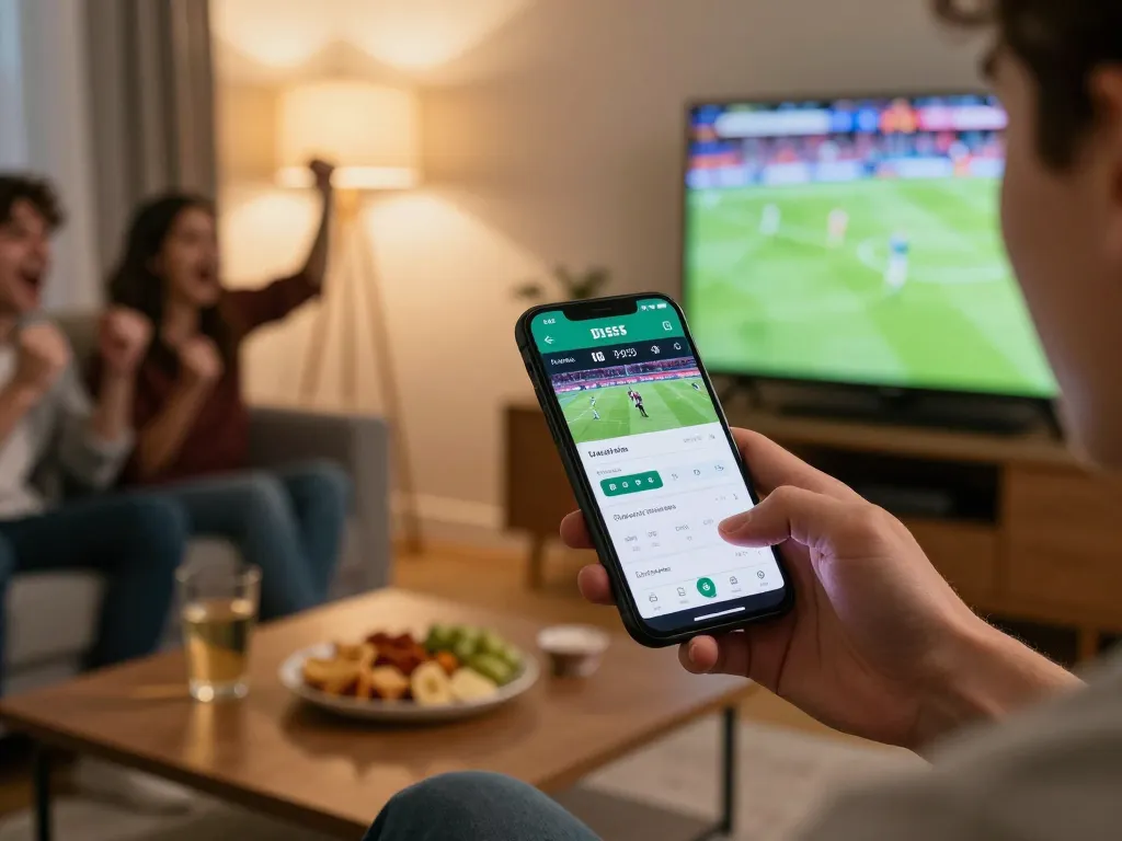 Engaging with bl555 mobile app for sports betting while enjoying a match at home.