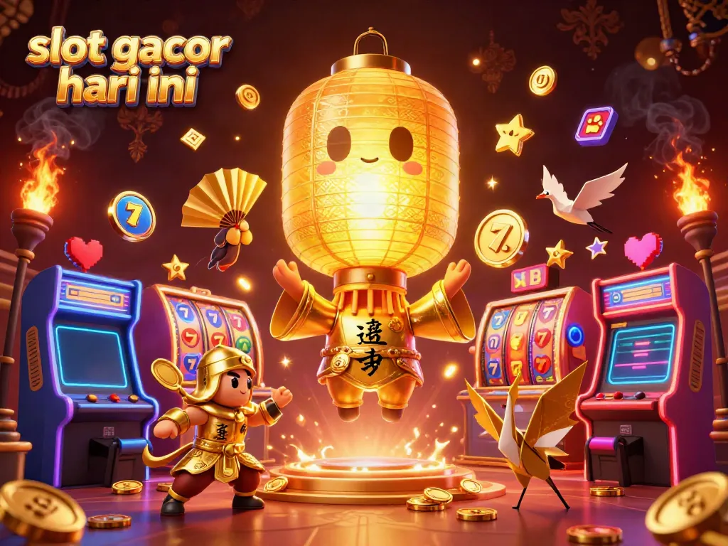 Spin the reels and chase jackpots in a vibrant night market casino scene celebrating slot gacor hari ini.