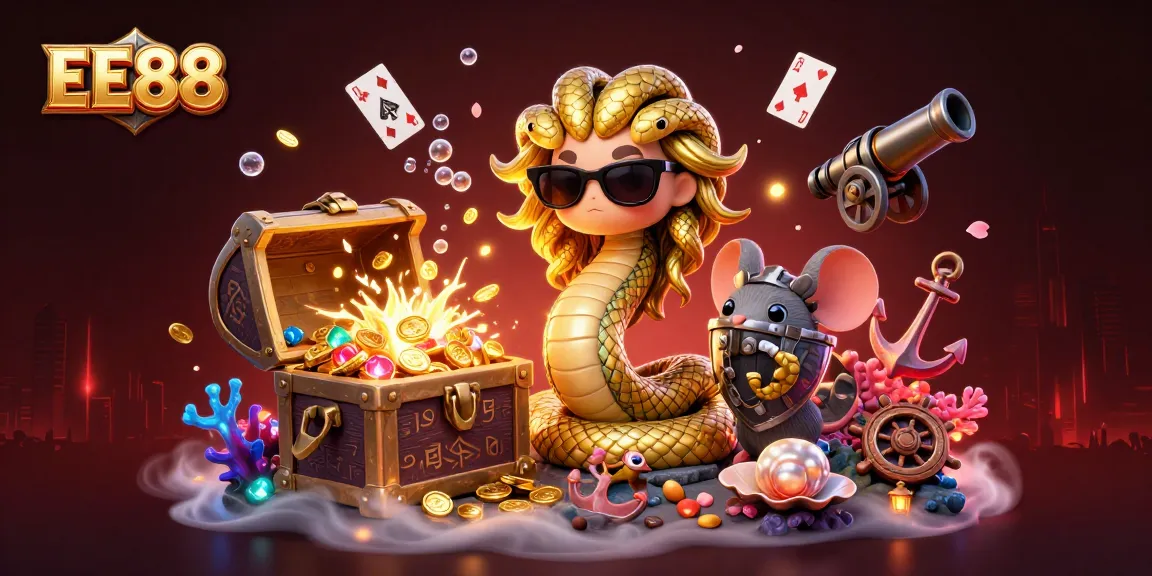 Experience exciting gameplay at EE88 with engaging characters in a vibrant 3D casino scene.