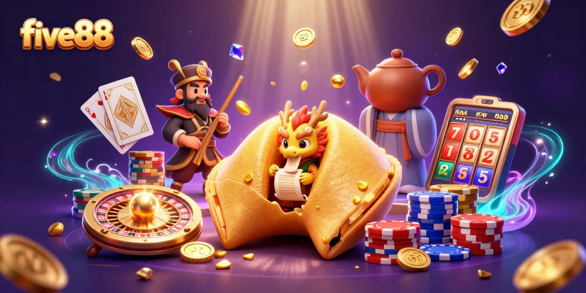 Experience five88’s dynamic gameplay with a golden fortune cookie scene of fortune and luck.