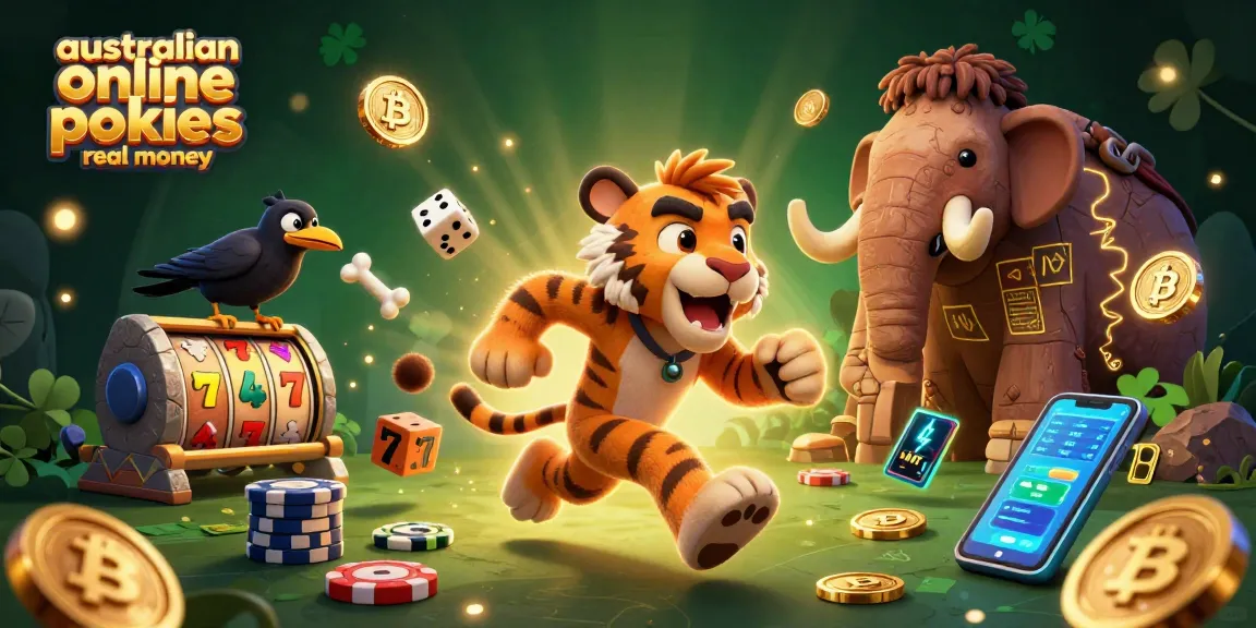 Spin at the australian online pokies real money with fun, vibrant caveman characters and crypto effects.